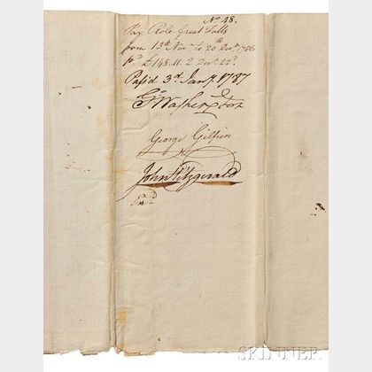 Washington, George (1732-1799) Document Signed, Virginia, 3 January 1787.