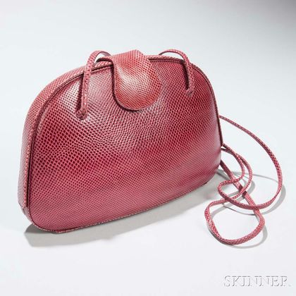 Judith Leiber Red Lizard Skin Handbag