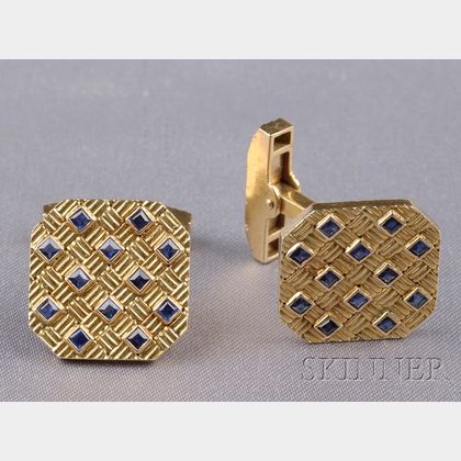 18kt Gold and Sapphire Cuff Links, Tiffany & Co.