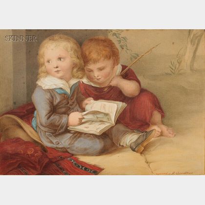Rudolph Geudtner (German, 1811-1892) Two Children with a Picture Book
