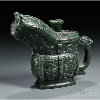 Jade Archaistic Vessel and Cover, Yi