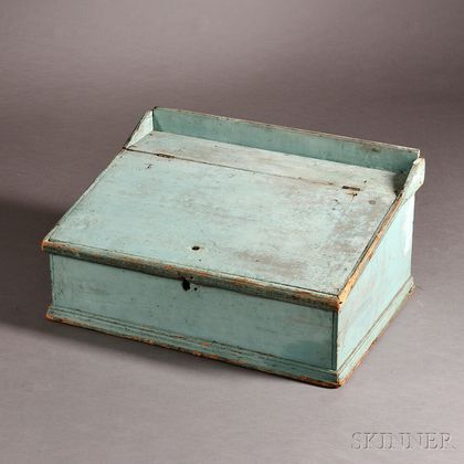 Turquoise-painted Pine Desk Box