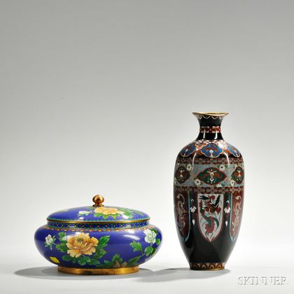 Cloisonne Covered Bowl and Vase