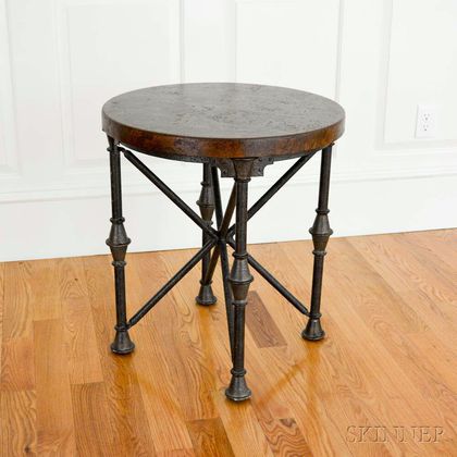 Modern Iron and Natural Cork Circular Occasional Table