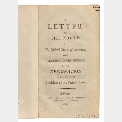 Washington, George (1732-1799) A Letter to the People of the United States of America from General Washington, on his Resignation of th