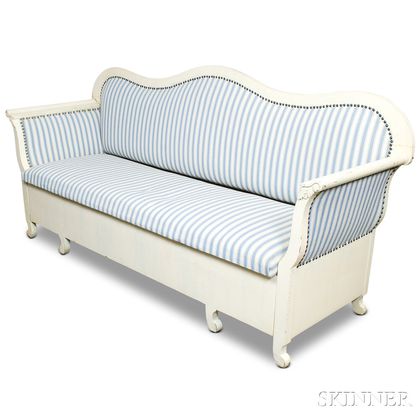 Gustavian-style White-painted Upholstered Sofa