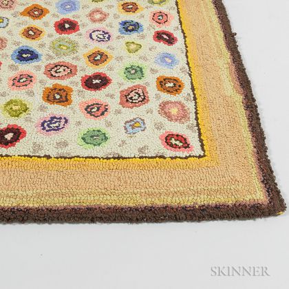 Floral-decorated Hooked Rug