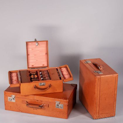 Three-piece Mark Cross Pigskin Luggage Set