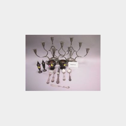 Sixty-five Piece Reed & Barton Sterling Silver Flatware Set, a Pair of Sterling Casters, Plated Creamer and Sugar and a Pair of Just Pe