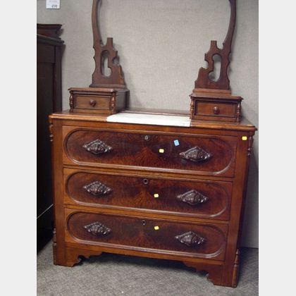 Victorian Walnut and Burl Veneer Chest of Drawers. 