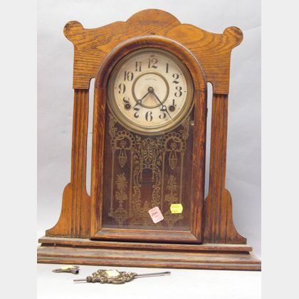 Ingraham Clock Co. Oak Shelf Clock