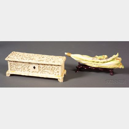 Two Asian Export Carved Ivory Articles