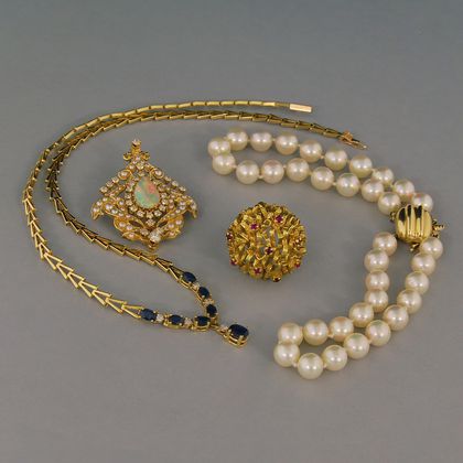 Small Group of Gold, Pearl, and Gemstone Jewelry