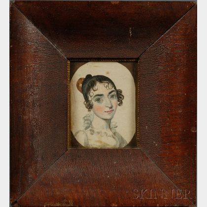 Portrait Miniature of a Young Woman with Green Eyes
