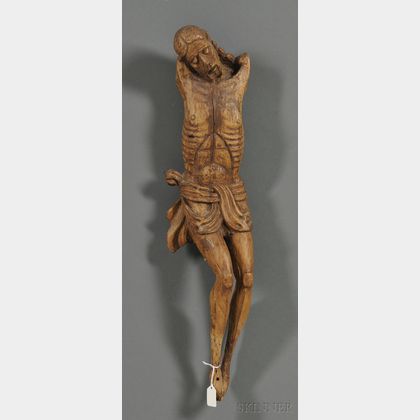 Carved Wood Figure of Christ Crucified