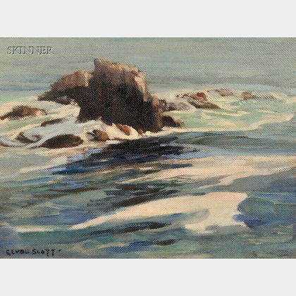 Clyde Eugene Scott (American, 1884-1959) Coastal Rocks.
