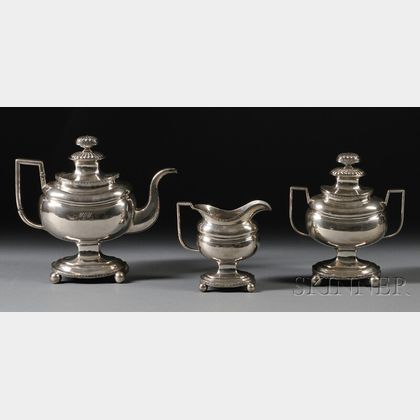 Three-piece Federal Silver Tea Service