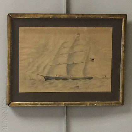 Framed Watercolor Portrait of a Clipper