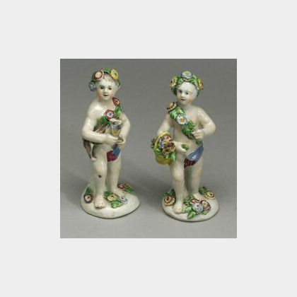 Pair of Bow-type Porcelain Figures of Putti