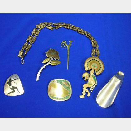 Group of Mexican Sterling and Mixed Metal Accessories