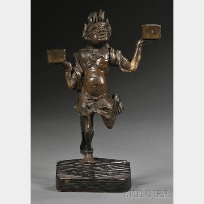 Japanese Bronze Two-light Candelabrum