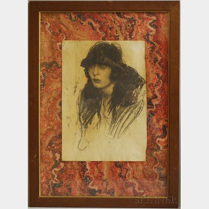 Arturo Rietti (Italian, 1863-1942) Portrait of a Woman with Hat and Fur Stole