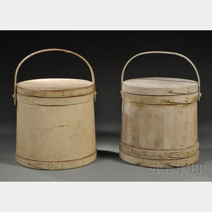 Two Painted Covered Wooden Firkins