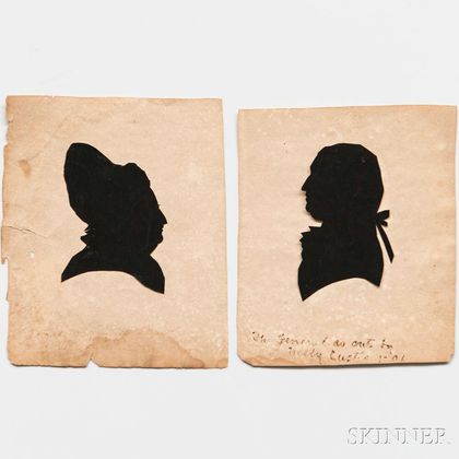 Washington, George (1732-1799) and Martha (1731-1802) Two Miniature Silhouettes after Nelly Custis.