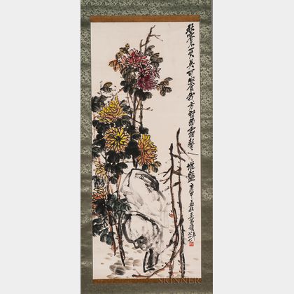 Hanging Scroll Depicting Chrysanthemums