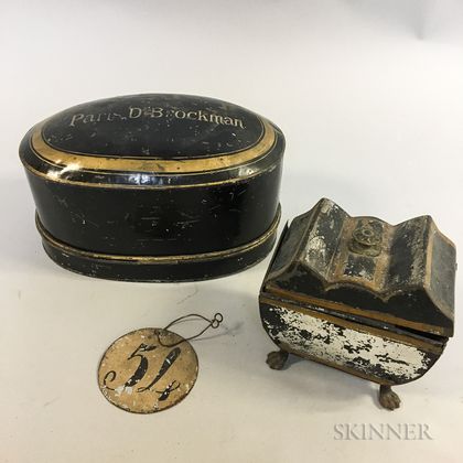 Painted Tin Tea Caddy, Box, and Label