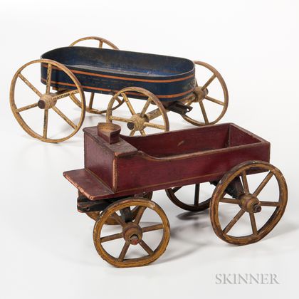 Two Painted Wagon Pull Toys