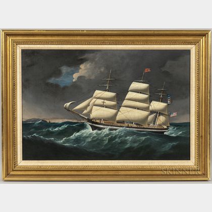Joseph Heard (England, 1799-1859) Portrait of a Packet Ship of the Thomas P. Cope Line