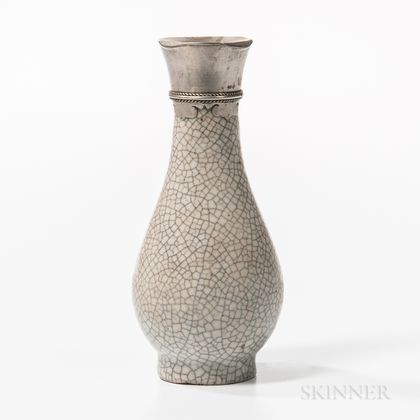 Silver Mounted Ge-ware Vase
