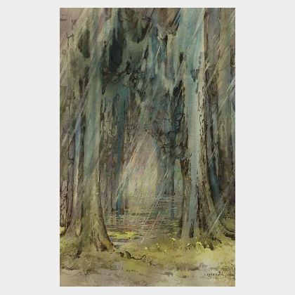 Alice Ravenel Huger Smith (American, 1876-1945) Raining in a Cypress Swamp