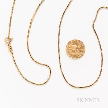 14kt Gold Chain and a 5 Dollar Double Eagle Gold Coin