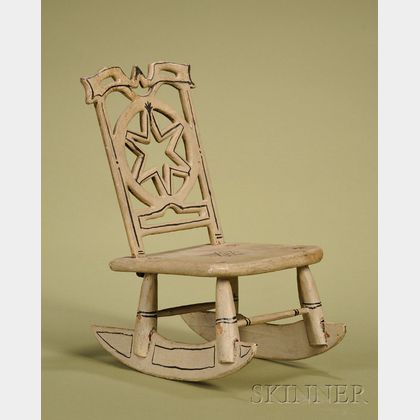 American Classical Black and White Painted Country Armless Rocker