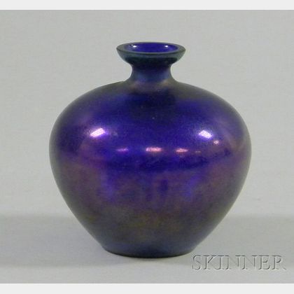 Iridescent Cobalt Blue Art Glass Vase