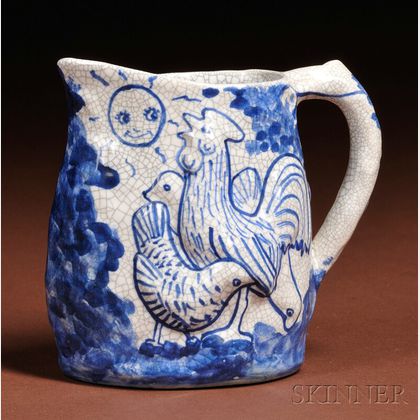 Dedham Pottery Night and Morning Pitcher