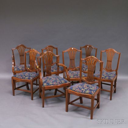 Eight Irving & Casson/A.H. Davenport Co Hepplewhite-style Mahogany Dining Chairs