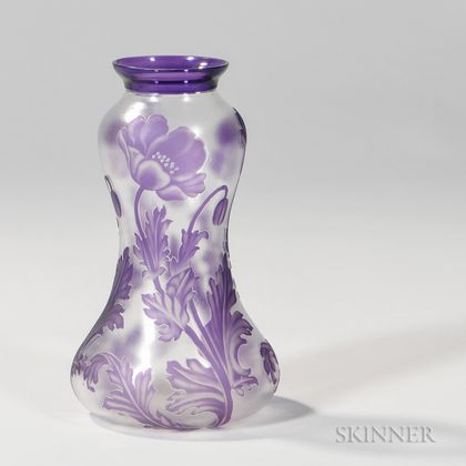 Val St. Lambert Cameo Glass Vase 