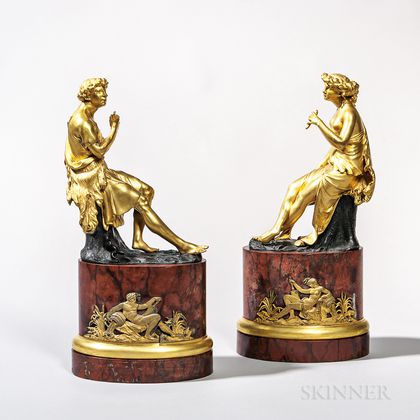 Pair of Gilt-bronze Figures of a Shepherd and Shepherdess