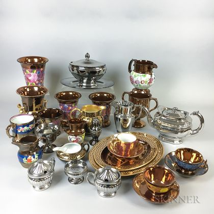 Twenty-five Lustre Ceramic Tableware Items. Estimate $20-200