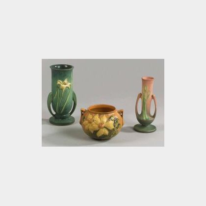 Three Roseville Pottery Vases