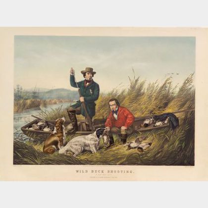 Nathaniel Currier, publisher (American, 1813-1888) Wild Duck Shooting. A good day's sport.