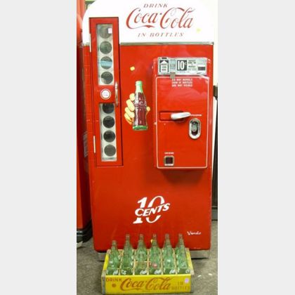 Vintage Coca-Cola Painted and Transfer Labeled Metal .10 Bottle Vending Machine