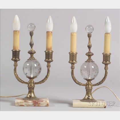 Two Pairpoint Candlestick Table Lamps