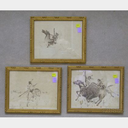 Lot of Three Western Lithographs