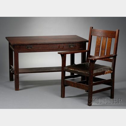 Arts & Crafts Movement Desk and Armchair