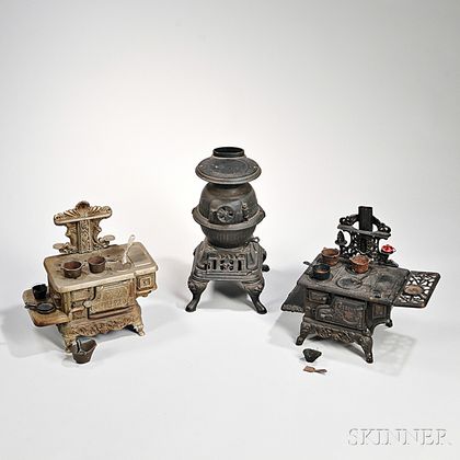 Three Miniature Cast Iron Stoves