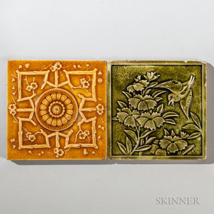 Two U.S. Encaustic Tile Co. Art Pottery Tiles 